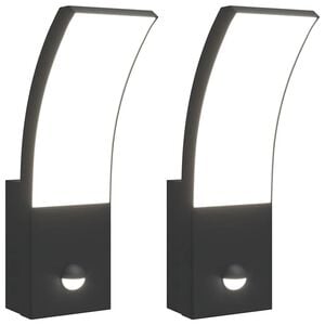 vidaXL Outdoor LED Wall Lights with Sensors 2pcs Black