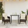 vidaXL 7 Piece Garden Dining Set with Cushions Brown Poly Rattan