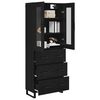 vidaXL Highboard with Drawer 2 pcs Black Oak Engineered Wood and Glass