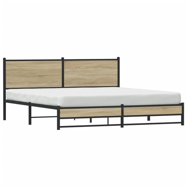vidaXL Metal Bed Frame without Mattress Sonoma Oak 160x200 cm