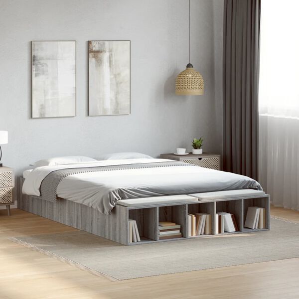 vidaXL Bed Frame without Mattress Grey Sonoma 140x190 cm