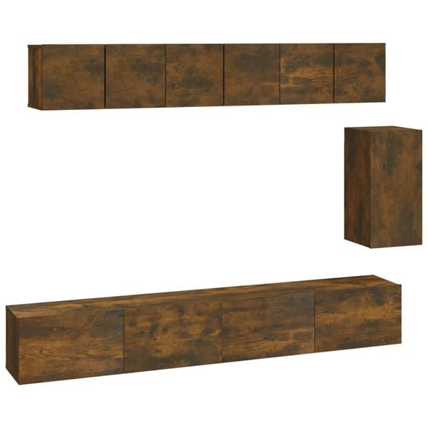 vidaXL 6 Piece TV Cabinet Set Smoked Oak Engineered Wood