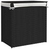 vidaXL Laundry Basket with 2 Sections Black 53x35x57 cm Poly Rattan