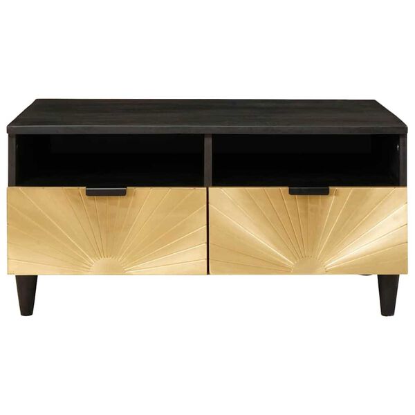 vidaXL Coffee Table Black and Gold 80 x 54 x 40 cm Solid mango wood