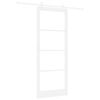 vidaXL Sliding Door White 93 x 232 cm Solid Pine Wood and Glass