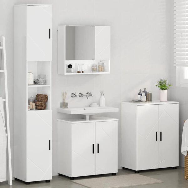 vidaXL Bathroom Furniture Set Wall-mounted 4 pcs High Gloss White