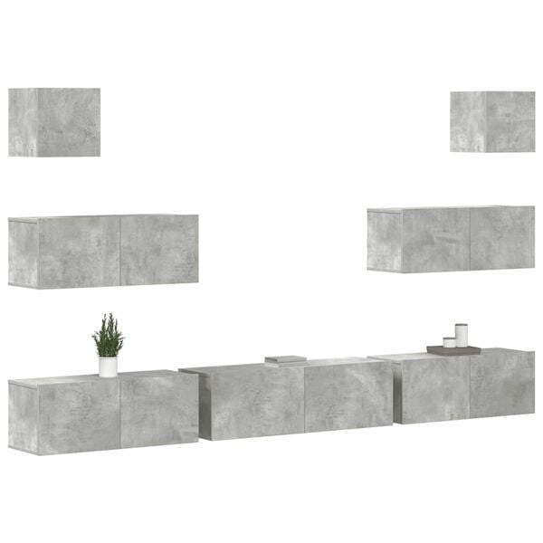 vidaXL 7 Piece TV Cabinet Set Concrete Grey Engineered Wood
