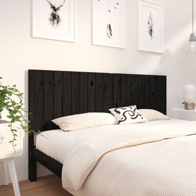 vidaXL Bed Headboard Black 185.5x4x100 cm Solid Wood Pine