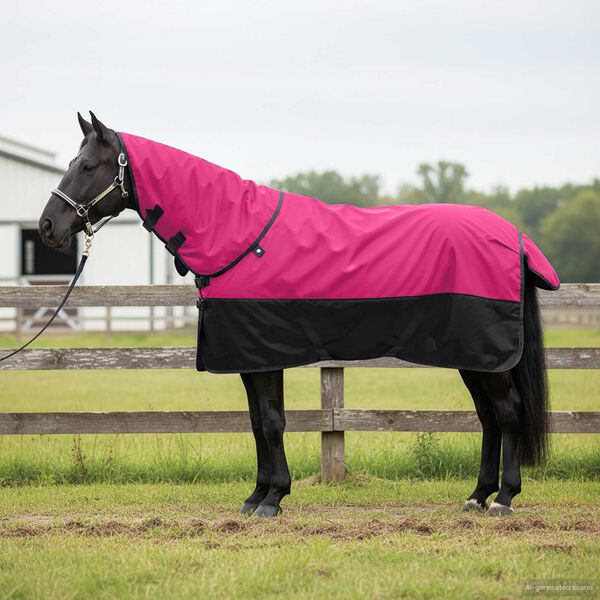 vidaXL Horse Blanket Pink and Black 135 cm Polyester