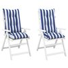 vidaXL Garden Highback Chair Cushions 2 pcs Blue&White Stripe 120x50x7 cm Fabric