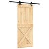 vidaXL Sliding Door Natural and Black 85 x 210 cm Solid Pine Wood