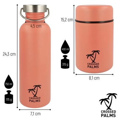 Crossed Palms Drinking Bottle and Food Container Set