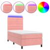 vidaXL Box Spring Bed with Mattress&LED Pink 90x190 cm Velvet