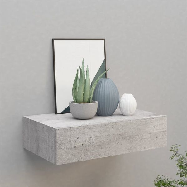vidaXL Wall-mounted Drawer Shelf Concrete Grey 40x23.5x10cm MDF