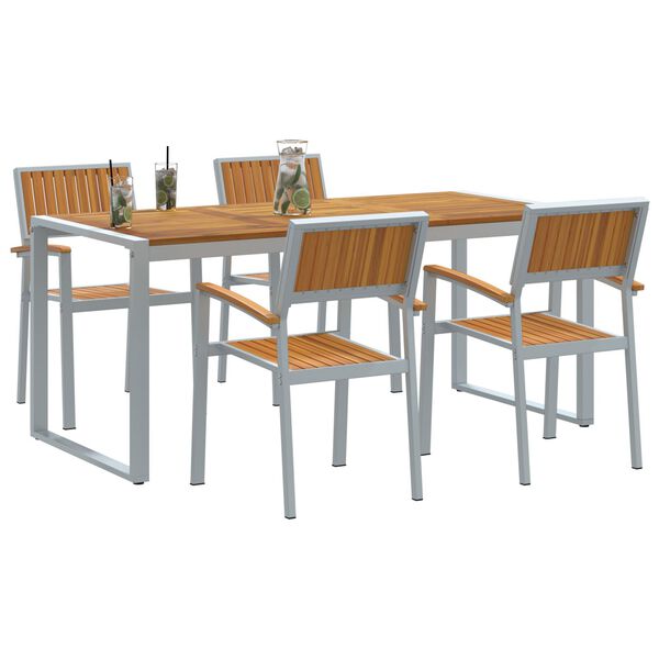 vidaXL Garden Dining Set 5 pcs Grey Solid Acacia Wood