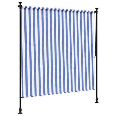 vidaXL Outdoor Roller Blind Blue and White 200x270 cm Fabric&Steel ...