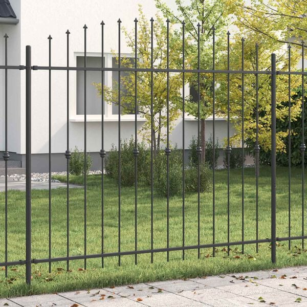 vidaXL Spike Fence Black 200 x 200 cm Powder-Coated Steel