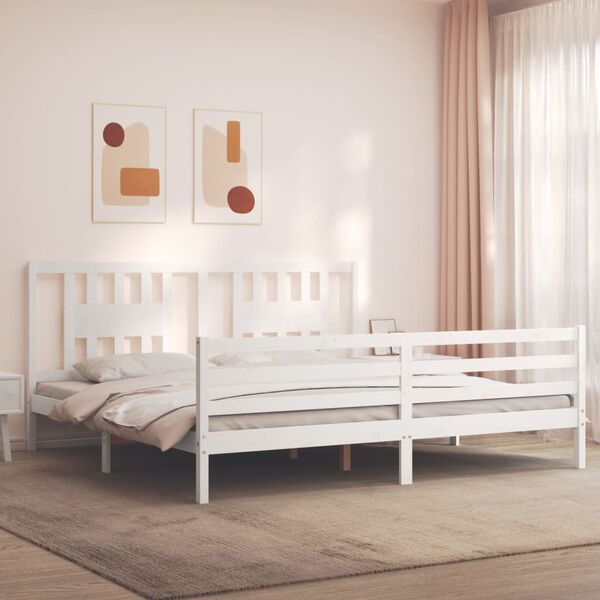 vidaXL Bed Frame without Mattress White 200x200 cm Solid Wood