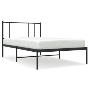 vidaXL Metal Bed Frame without Mattress with Headboard Black 100x200cm