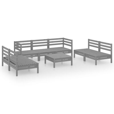 vidaXL 8 Piece Garden Lounge Set Grey Solid Pinewood
