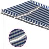 vidaXL Manual Retractable Awning with LED 4x3.5 m Blue and White