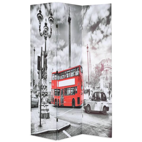 vidaXL Folding Room Divider 120x170 cm London Bus Black and White