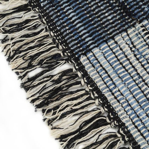 vidaXL Hand-woven Chindi Rug Denim 120x170 cm Blue