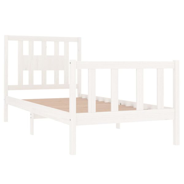 vidaXL Bed Frame without Mattress White Solid Wood 90x190 cm Single Single