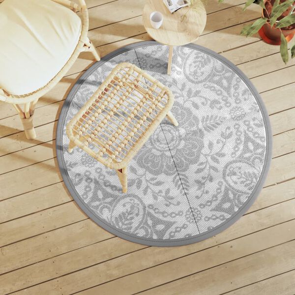 vidaXL Outdoor Carpet ARAKIL Light Grey Ø120 cm PP