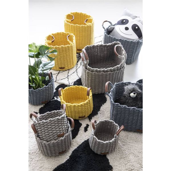 KidsDepot 2 Piece Basket Set Korbo L Cotton Grey