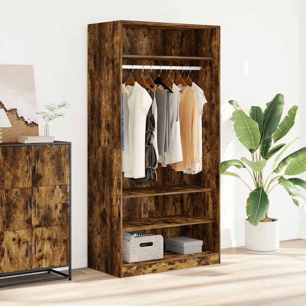 vidaXL Wardrobe Smoked Oak 100x50x200 cm Engineered Wood