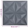 vidaXL 3D Wall Panels 12 pcs 50x50 cm Origami Grey 3 m²