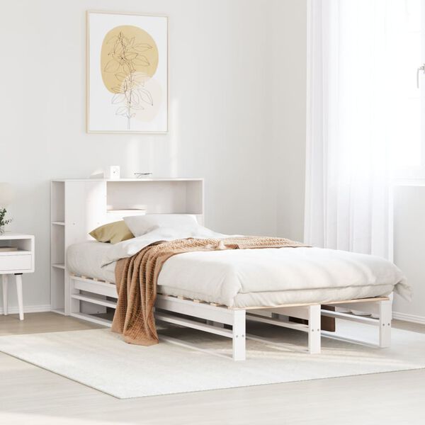 vidaXL Bookcase Bed without Mattress White 100x200 cm Solid Wood