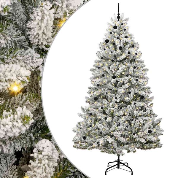 vidaXL Artificial Christmas Tree Green and White 270 cm PVC and Metal