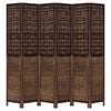 vidaXL Room Divider 6 Panels Dark Brown Solid Wood Paulownia