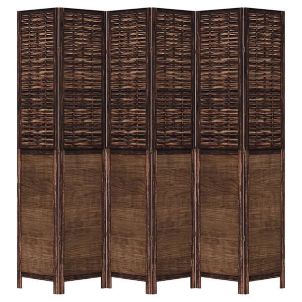 vidaXL Room Divider 6 Panels Dark Brown Solid Wood Paulownia