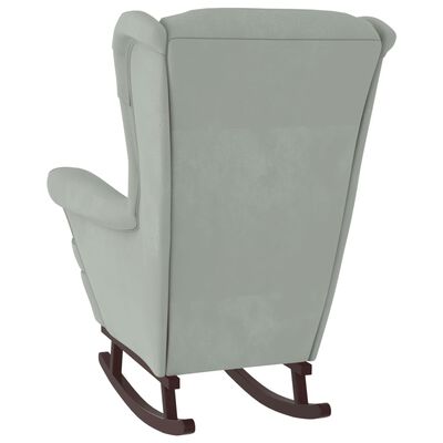 vidaXL Rocking Chair with Solid Wood Rubber Legs Light Grey Velvet
