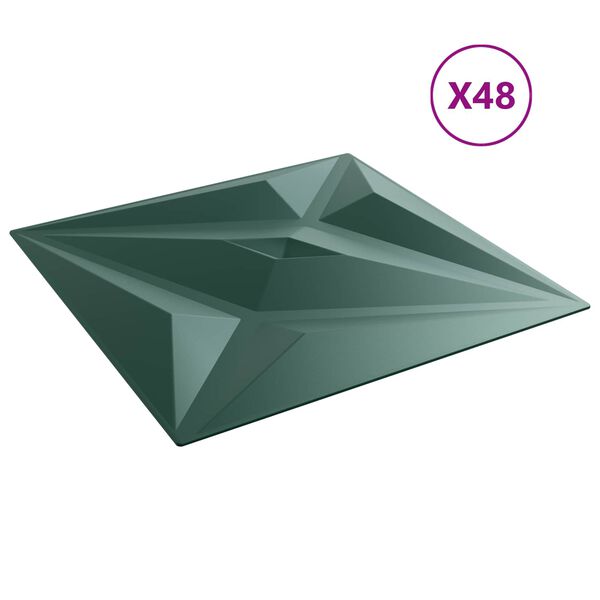 vidaXL Wall Panels Star 48 pcs Star Green 50 x 50 cm XPS Foam