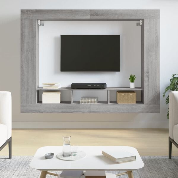 vidaXL TV Cabinet Grey Sonoma 152x22x113 cm Engineered Wood