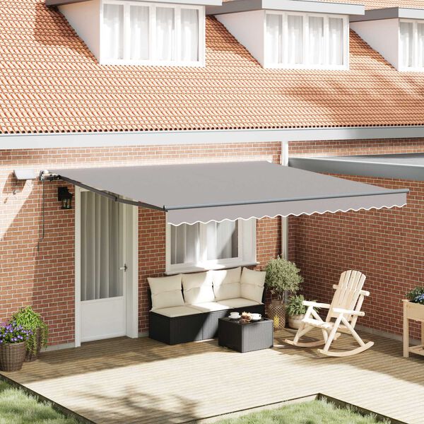 vidaXL Retractable Awning Manual Light grey 400 x 300 cm Fabric
