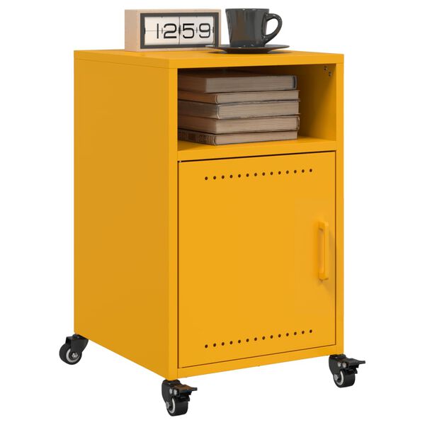 vidaXL Bedside Cabinets 2 pcs Mustard Yellow 36x39x59 cm Steel
