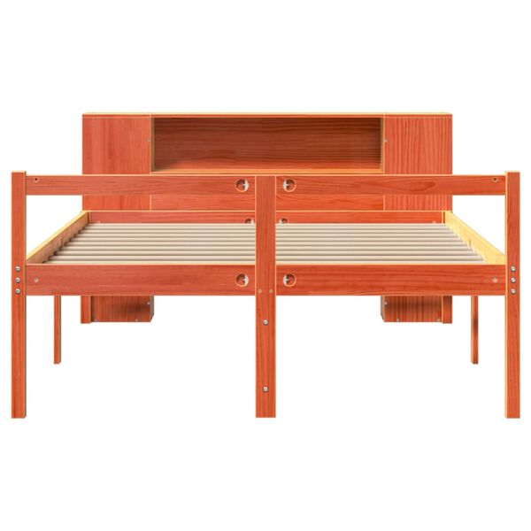 vidaXL Bookcase Bed without Mattress Wax Brown 150x200 cm King Size Solid Wood