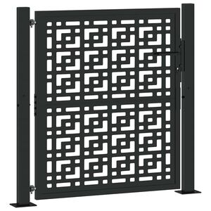 vidaXL Garden Gate Black 100x100 cm Steel Cross Design