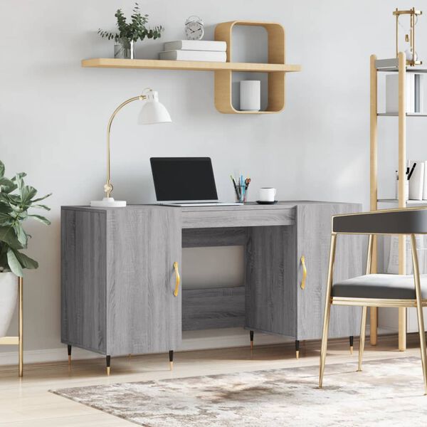 vidaXL Desk Grey Sonoma 140x50x75 cm Engineered Wood