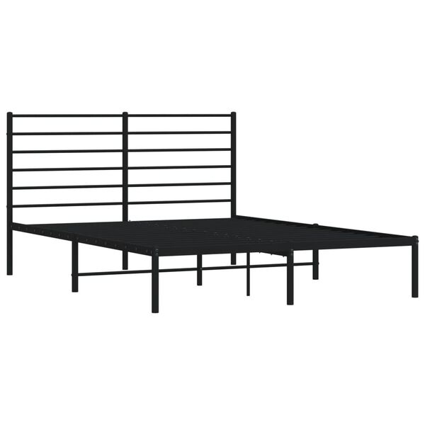 vidaXL Metal Bed Frame without Mattress with Headboard Black 140x190cm