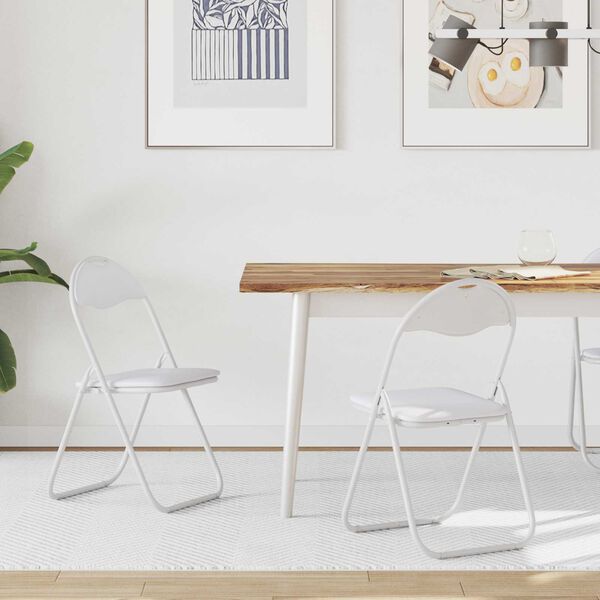 vidaXL Folding Chair 2 pcs White and Grey 48 x 43.5 x 81 cm