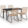 vidaXL 5 Piece Outdoor Dining Set Poly Rattan and Glass