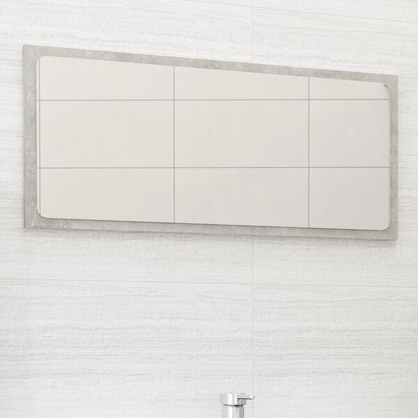 vidaXL Bathroom Mirror Concrete Grey 80x1.5x37 cm Engineered Wood