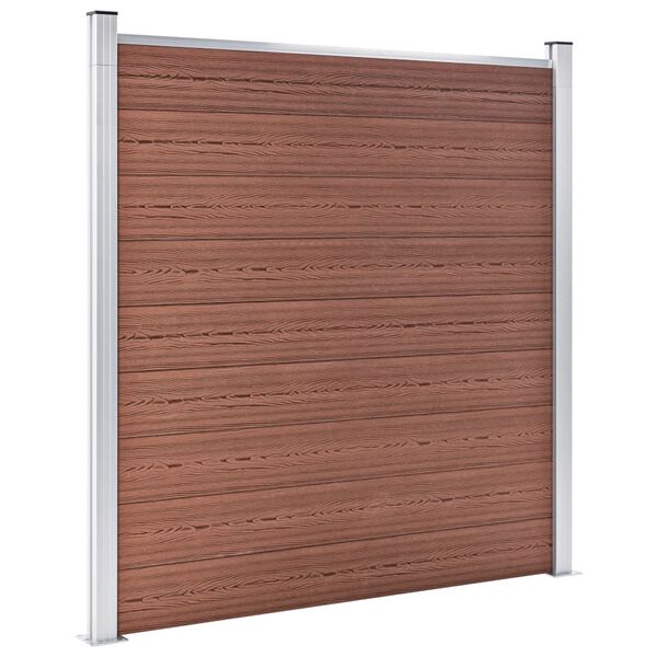 vidaXL WPC Fence Set 6 Square + 1 Slanted 1138x186 cm Brown