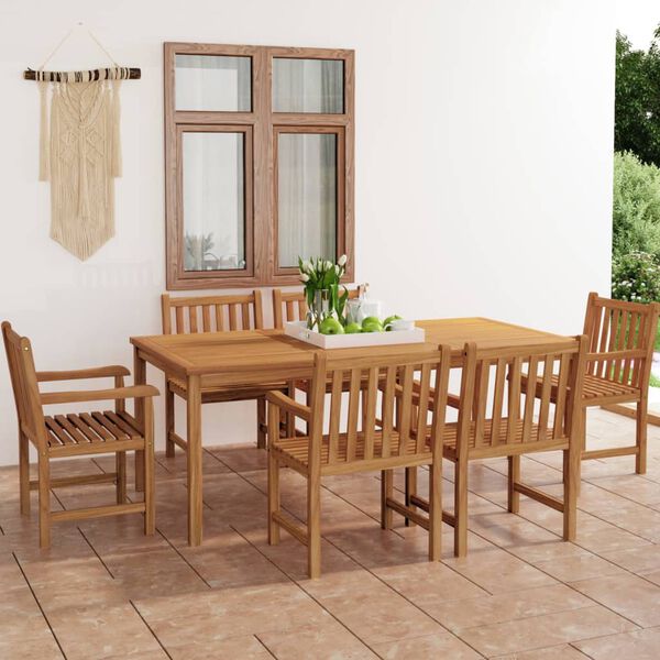 vidaXL 7 Piece Garden Dining Set 200x100 cm Solid Teak Wood